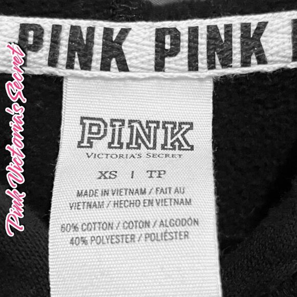 Preowned RARE PINK Victoria’s Secret Sequin Logo Hoodie - Black - Size XS - Picture 2 of 7